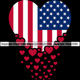 Country Map Nation National Emblem United States Black Background Color Hearts Falling Design Element Flag American USA US America Badge Symbol Icon Global Official Sign Design Logo Clipart SVG