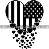 Country Map Nation National Emblem United States Black Hearts Falling Design Element Flag American USA US America Badge Icon Global Official Sign Design Logo Clipart SVG