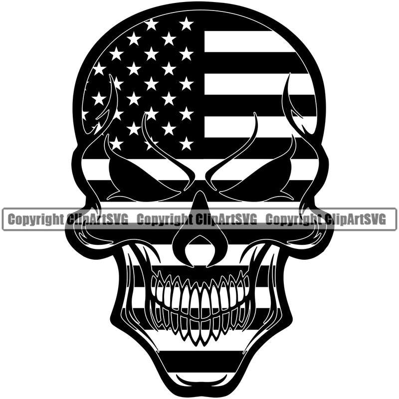 Country Map Nation National Emblem United States Flag Skull Skeleton No Eyes Design Element American USA US America Badge Symbol Icon Global Official Sign Design Logo Clipart SVG