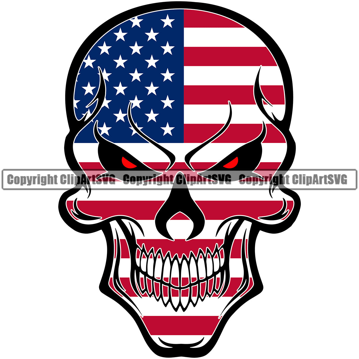 Country Map Nation National Emblem United States Skull Red Eyes Design ...