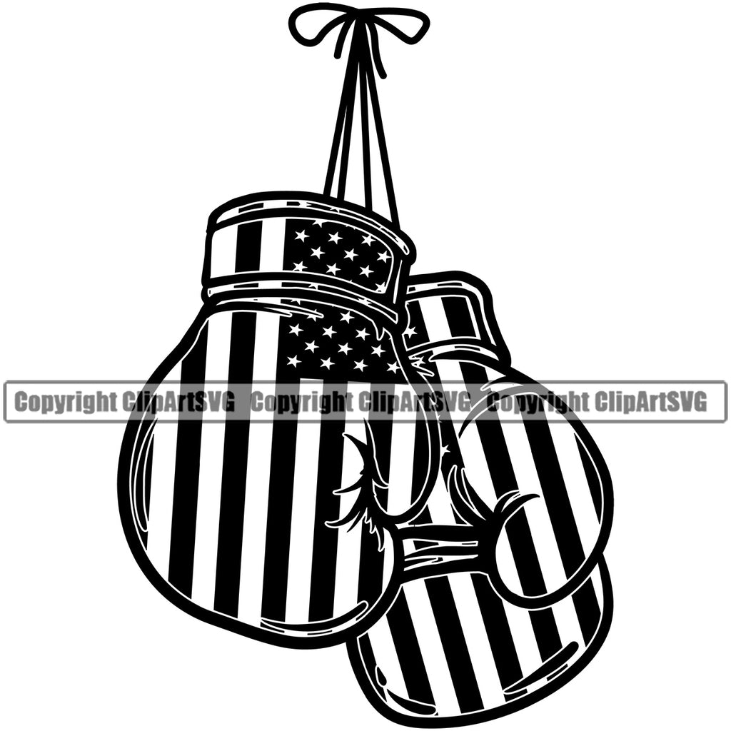 Country Map Nation National Emblem United States Flag Boxing Gloves