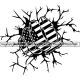 Country Map Nation National Emblem United States Flag Break Wall Fist Hand Power Design Element American USA US America Badge Symbol Icon Global Official Sign Design Logo Clipart SVG