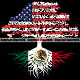 Country Map Nation National Mexico Tree Roots Born Black Background USA Flag United State Emblem Badge Symbol Mexican Latin Latino Latina Caribbean Island Global Official Sign Logo Clipart SVG