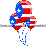 Country Map Nation National Puerto Rico Balloons Color Design Element Flag Latina Spanish Caribbean Island Icon Global Official Badge Rican Symbol Latin Latino Logo Clipart SVG