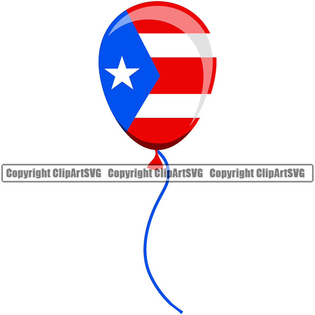 Country Map Nation National Puerto Rico Single Balloons Color Design Element Flag Island Icon Global Official Sign Emblem Badge Rican Symbol Latin Latino Latina Spanish Caribbean Clipart SVG