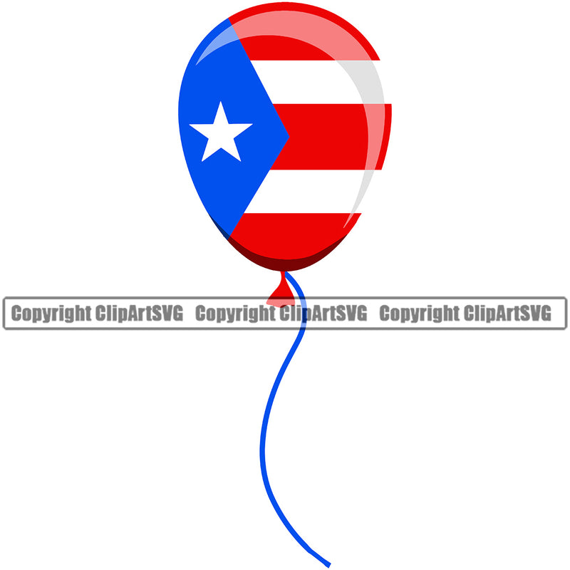 Country Map Nation National Puerto Rico Single Balloons Color Design Element Flag Island Icon Global Official Sign Emblem Badge Rican Symbol Latin Latino Latina Spanish Caribbean Clipart SVG