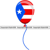 Country Map Nation National Puerto Rico Single Balloons Color Design Element Flag Island Icon Global Official Sign Emblem Badge Rican Symbol Latin Latino Latina Spanish Caribbean Clipart SVG