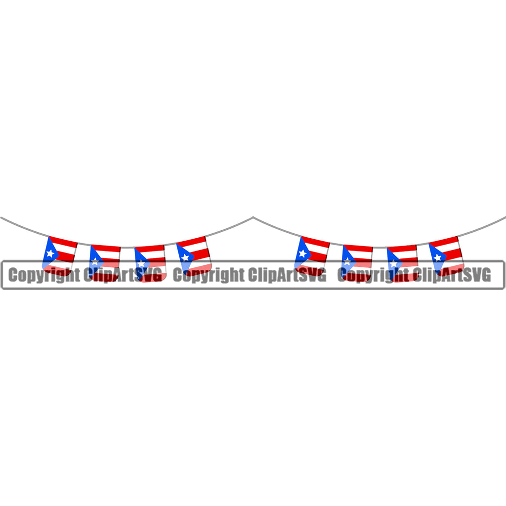 Country Map Nation National Puerto Rico Banner Color Design Element Hanging Flag Badge Rican Symbol Latin Latino Latina Caribbean Island Icon Global Official Sign Logo Clipart SVG