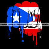 Country Map Nation National Puerto Rico Color Drip Hand Fist Design Element Black Background Flag Emblem Badge Rican Symbol Latino Latina Caribbean Island Icon Global Official Sign Logo Clipart SVG