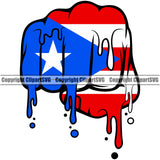 Country Map Nation National Puerto Rico Fist Drip Color Design Element White Background Flag Emblem Badge Rican Symbol Latin Latino Latina Spanish Caribbean Island Icon Global Official Sign Logo Clipart SVG