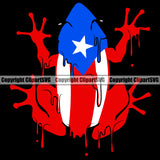 Country Map Nation National Puerto Frog Color Drip Flag Emblem Badge Rican Symbol Latin Latino Latina Spanish Caribbean Island Global Official Sign Logo Clipart SVG