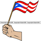 Country Map Nation National Puerto Rico Hand Holding Flag Cristian White Hand Design Element Emblem Badge Rican Symbol Latin Latino Latina Spanish Caribbean Island Icon Global Official Sign Logo Clipart SVG