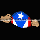 Country Map Nation National Puerto Rico Flag Emblem Color Design Element Rican Symbol Latin Latino Latina Spanish Hand Hands Rip Ripping Caribbean Island Icon Global Official Sign Logo Clipart SVG