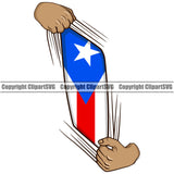 Country Map Nation National Puerto Rico Flag Hand Hands Rip Ripping Color Design Element Emblem Badge Rican Symbol Latin Latina Spanish Caribbean Icon Global Official Sign Logo Clipart SVG