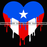 Country Map Nation National Puerto Rico Black Color Heart Design Element Drip Flag Emblem Badge Rican Symbol Latin Latino Latina Spanish Caribbean Island Global Official Sign Logo Clipart SVG