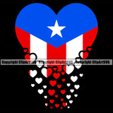 Country Map Nation National Puerto Rico Hearts Falling Design Element Color Hearts Flag Emblem Badge Rican Symbol Latin Latino Latina Spanish Caribbean Island Icon Official Sign Logo Clipart SVG