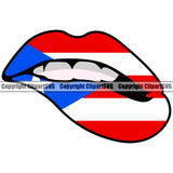 Country Map Nation National Puerto Rico Flag White Teeth Lips Color Bite Design Element Emblem Badge Rican Symbol Latin Latino Latina Official Sign Logo Spanish Caribbean Island Icon Global Clipart SVG