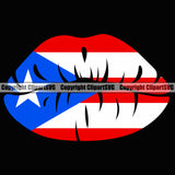 Country Map Nation National Puerto Rico Lips Black Color Design Element Colorful Lip Flag Emblem Badge Rican Symbol Latin Latino Latina Spanish Caribbean Island Icon Global Official Sign Logo Clipart SVG