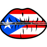 Country Map Nation National Puerto Rico Flag Emblem Colorful Lips Design Element Vector Image Rican Symbol Latin Latino Latina Spanish Caribbean Island Icon Global Official Sign Logo Clipart SVG