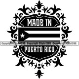 Country Map Nation National Puerto Rico Made In Black Design Element Flag Emblem Badge Rican Symbol Latin Latino Latina Spanish Caribbean Island Icon Global Official Sign Logo Clipart SVG