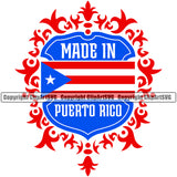 Country Map Nation National Puerto Rico Made In Red Color Design Element Flag Badge Rican Symbol Latin Latino Latina Spanish Caribbean Island Global Official Sign Logo Clipart SVG