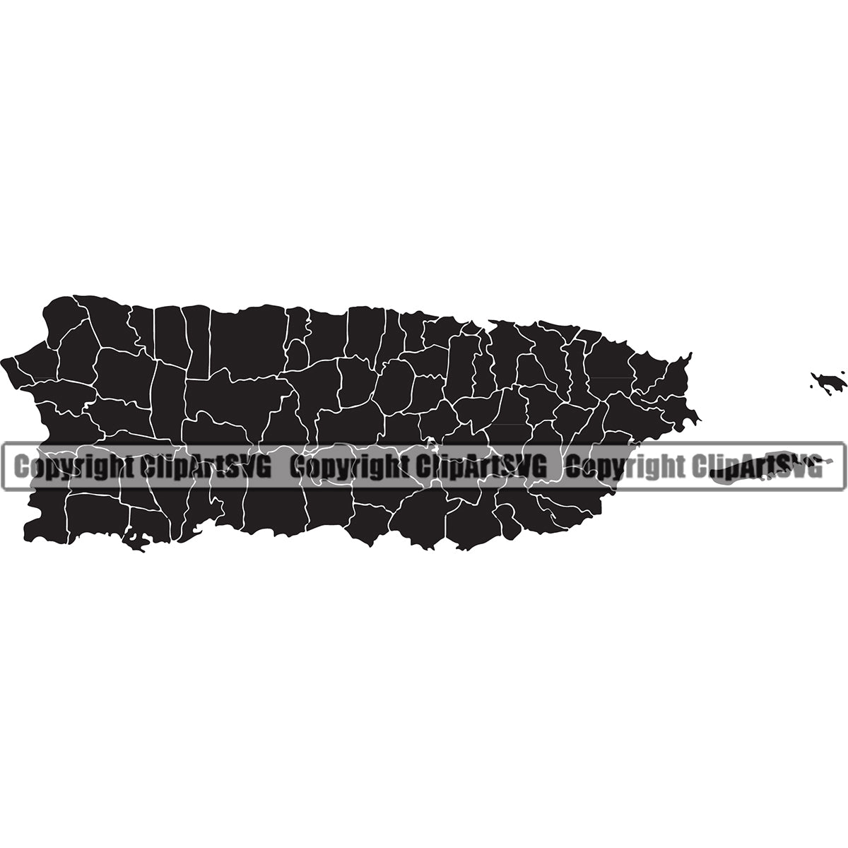 Country Map Nation National Puerto Rico Counties Design Element Black ...