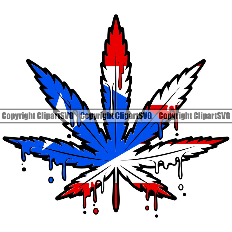 Country Map Nation National Puerto Rico Flag Marijuana Leaf Drip Dripping Water Design Element Emblem Badge Rican Symbol Latin Latino Spanish Caribbean Island Icon Global Official Sign Logo Clipart SVG