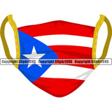 Country Map Nation National Puerto Rico Red Gold Color Mask Design Element Colorful Flag Emblem Badge Rican Symbol Latino Latina Spanish Official Sign Logo Caribbean Island Icon Global Clipart SVG