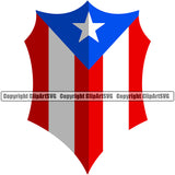 Country Map National Puerto Rico Flag Emblem Shield Sign Design Element Color Badge Rican Symbol Latin Latino Spanish Caribbean Island Icon Global Official Sign Logo Clipart SVG