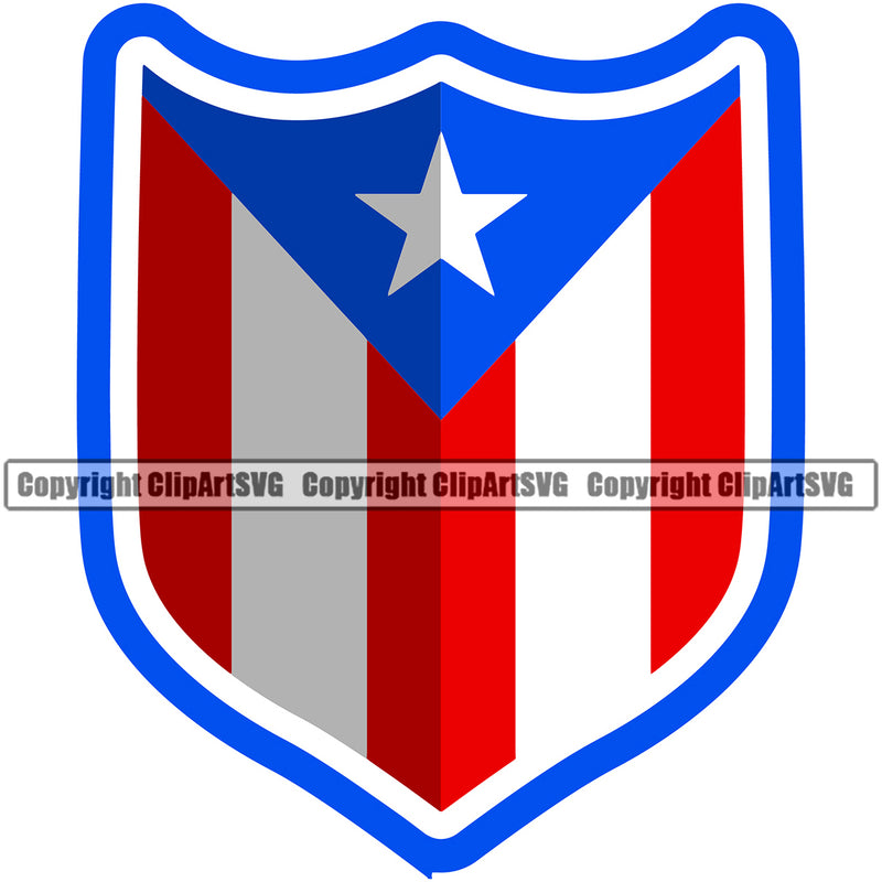 Country Map Nation National Puerto Rico Sign Shield Color Design Element Flag Emblem Badge Rican Symbol Latin Latino Latina Spanish Caribbean Island Icon Global Official Sign Logo Design Clipart SVG