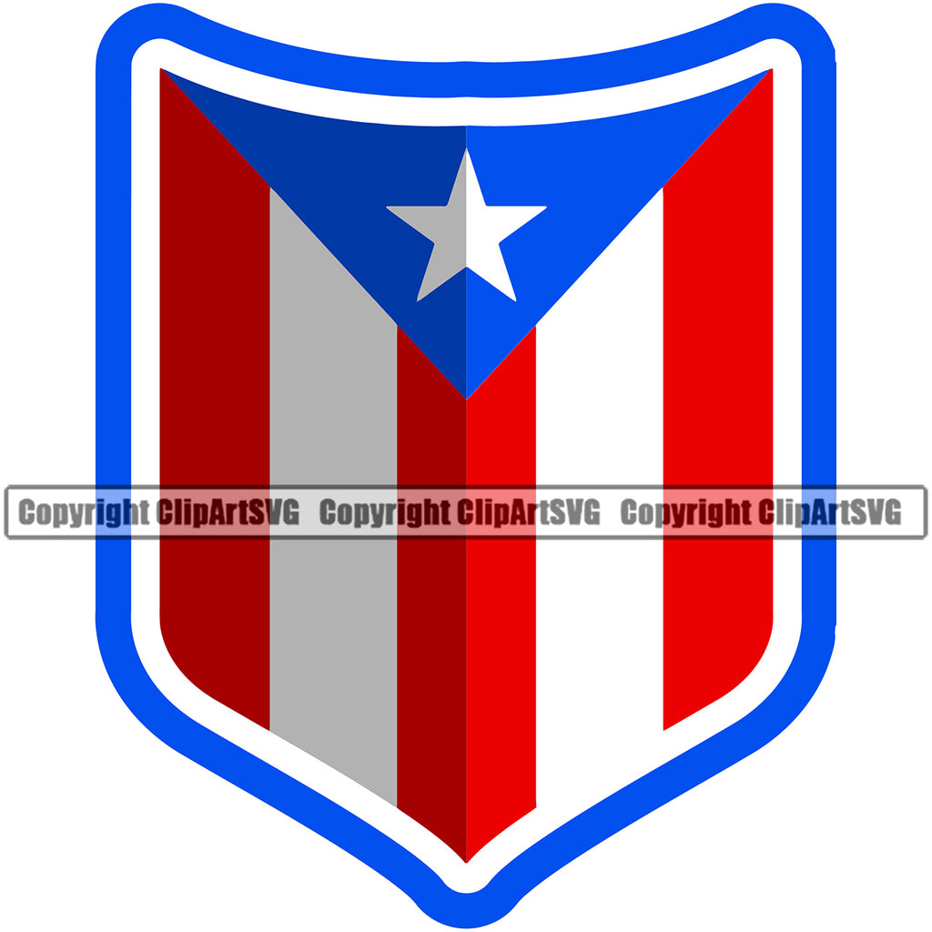 Country Map Nation National Puerto Rico Flag Sign Emblem Badge Rican Shield Design Element Symbol Latin Latino Latina Spanish Caribbean Island Global Official Sign Logo Clipart SVG