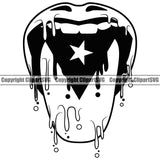 Country Map Nation National Puerto Rico Flag Emblem Open Mouth Tongue Drip Design Element Badge Rican Symbol Latin Latino Latina Spanish Caribbean Island Icon Global Official Sign Logo Clipart SVG