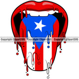 Country Map Nation National Puerto Rico Flag Dripping Tongue White And Colorful Design Element Drip Emblem Badge Rican Symbol Latin Latino Latina Spanish Caribbean Island Icon Global Official Sign Logo Clipart SVG