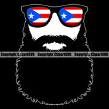 Country Map Nation National Puerto Rico Wearing Sunglasses Beard Design Element Flag Emblem Badge Rican Symbol Latin Latino Latina Spanish Caribbean Island Icon Official Sign Logo Clipart SVG