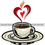 Food Coffee Cup Vector Smoke Heart Design Element White Background Lunch Fresh Restaurant Fast Meal Dinner Delicious Cooking Cook Chef Menu Art Logo Clipart SVG
