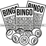 Bingo Game Score Card Logo Design Element Black And White Color Luck Lottery Gambling Ball Jackpot Win Play Casino Lucky Lotto Winner Gamble Sport Art Clipart SVG