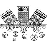 Bingo Black Quote Game Score Card Logo Design Element Black And White Color Luck Lottery Gambling Ball Jackpot Win Play Casino Lucky Lotto Winner Gamble Sport Art Clipart SVG