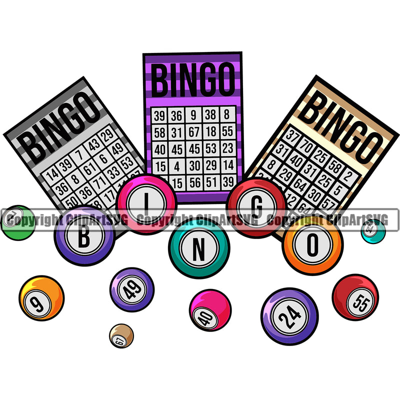 Bingo Color Quote Game Score Card Logo Design Element Color White Background Luck Lottery Gambling Ball Jackpot Win Play Casino Lucky Lotto Winner Gamble Sport Art Clipart SVG
