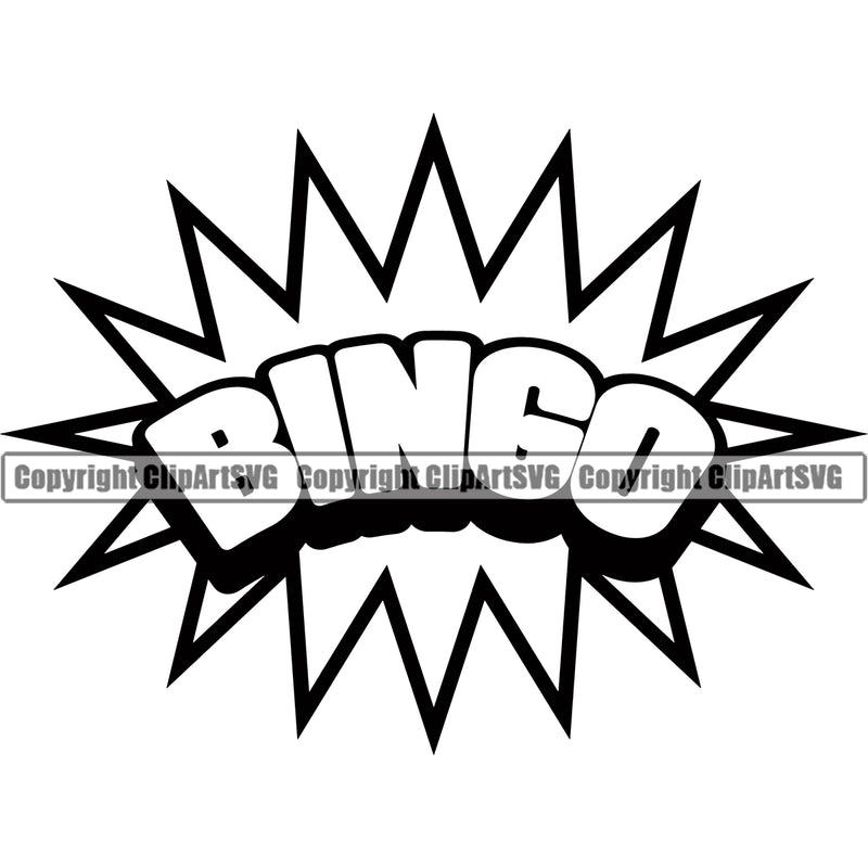 Bingo Black Color Quote White Background Design Element Game Luck Lottery Gambling Ball Jackpot Win Play Casino Lucky Lotto Winner Gamble Sport Art Clipart SVG