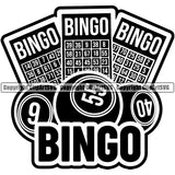 Bingo Quote Game Luck Lottery Black And White BW Color White Background Design Element Gambling Ball Jackpot Win Play Casino Lucky Lotto Winner Gamble Sport Art Logo Clipart SVG