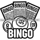 Bingo Quote Game Luck Lottery Gambling Ball Jackpot Black And White Color Design Element Win Play Casino Lucky Lotto Winner Gamble Sport Art Clipart SVG