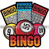Bingo Color Quote Game Luck Lottery White Background Design Element Gambling Ball Jackpot Win Play Casino Lucky Lotto Winner Gamble Sport Art Logo Clipart SVG