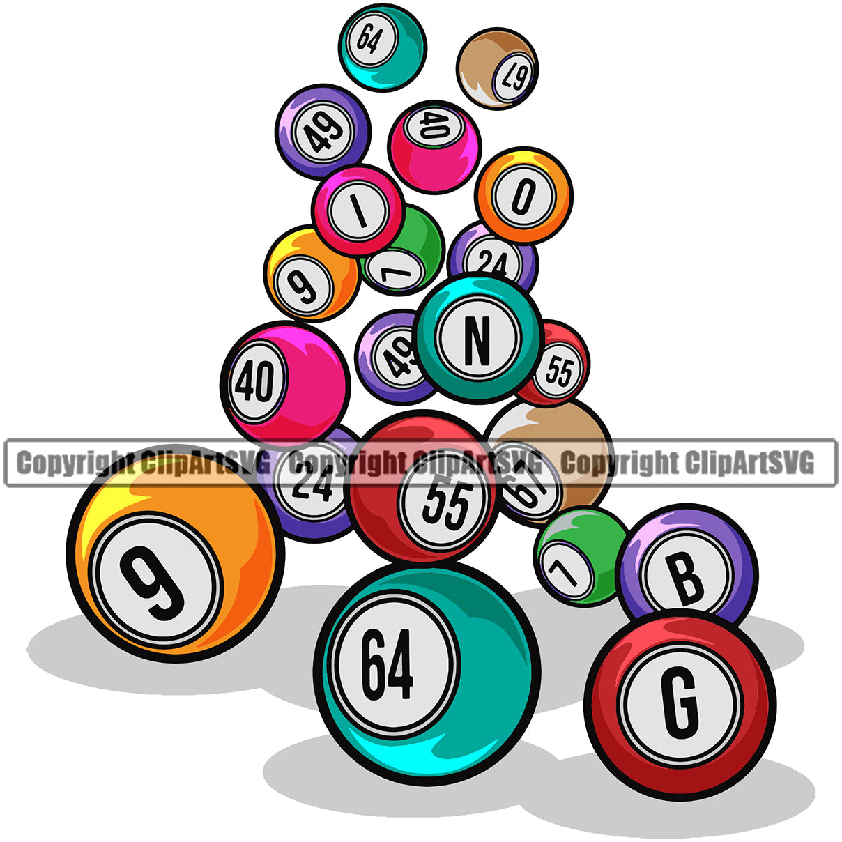 Bingo Game Luck Lottery Gambling Ball Color Number Puzzles Vector ...