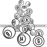 Bingo Game Luck Lottery Gambling Ball White Number Puzzles Vector Design Element Black And White BW Jackpot Win Play Casino Lucky Lotto Winner Gamble Sport Art Logo Clipart SVG