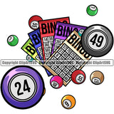 Bingo Game Ball Color Design Element White Background Luck Lottery Gambling Ball Jackpot Win Play Casino Lucky Lotto Winner Gamble Sport Art Logo Clipart SVG