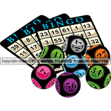 Bingo Score Board Color Design Element White Background Game Luck Lottery Gambling Ball Jackpot Win Play Casino Lucky Lotto Winner Gamble Sport Art Logo Clipart SVG
