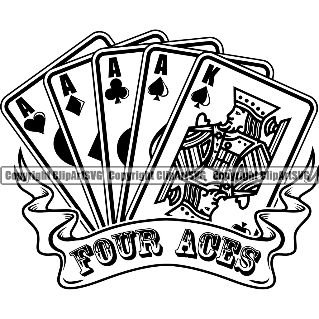Black And White Four ACES Poker Game Cards Vector Design Element Casino  Texas Hold Em Game