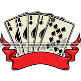 Game Poker Card Full House Arc Red Color Ribbon Vector Design Element White Background Poker Casino Texas Hold EM Game Gamble Gabler Gambling Winner Play Bet Win Las Vegas Jackpot Chip Art Design Logo  Clipart SVG