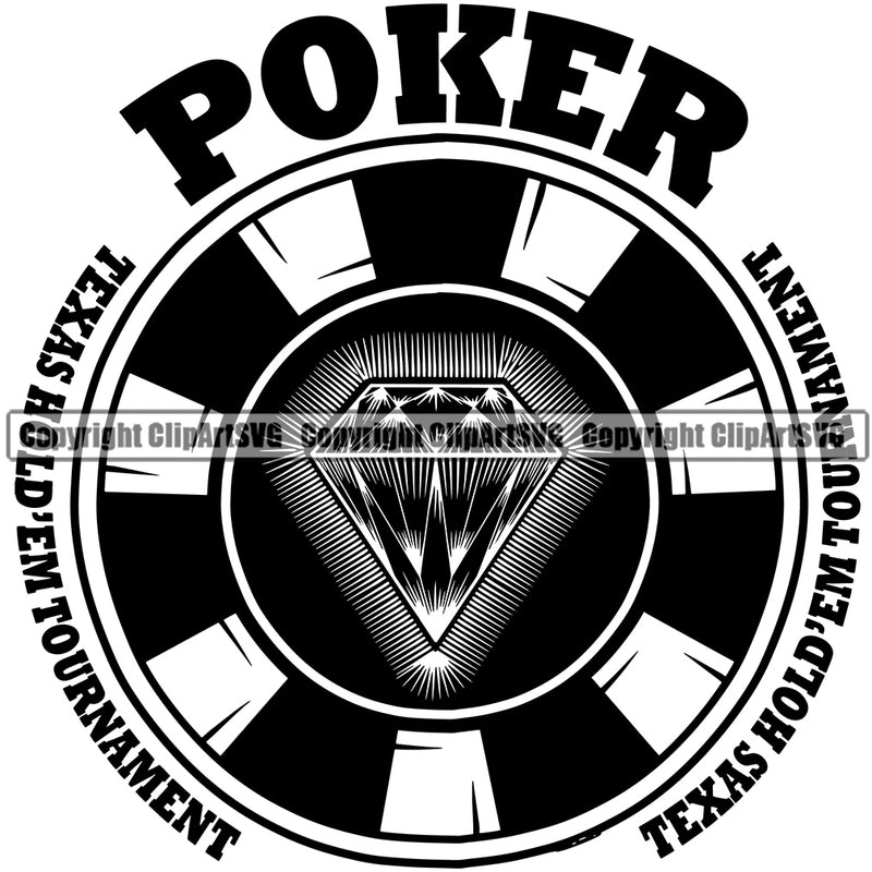 Black And White Poker Quote And Poker Chip Vector Design Element BW Casino Texas Hold EM Game Gamble Gabler Gambling Winner Play Bet Win Las Vegas Jackpot Chip Art Design Logo  Clipart SVG
