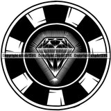 Black And White Poker Chip Vector Design Element BW Casino Texas Hold EM Game Gamble Gabler Gambling Winner Play Bet Win Las Vegas Jackpot Chip Art Design Logo  Clipart SVG